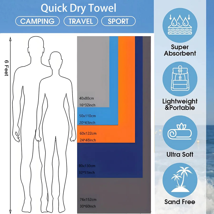 1-PCS Microfiber Travel Towel, Quick Dry Towel Super Absorbent Compact Lightweight